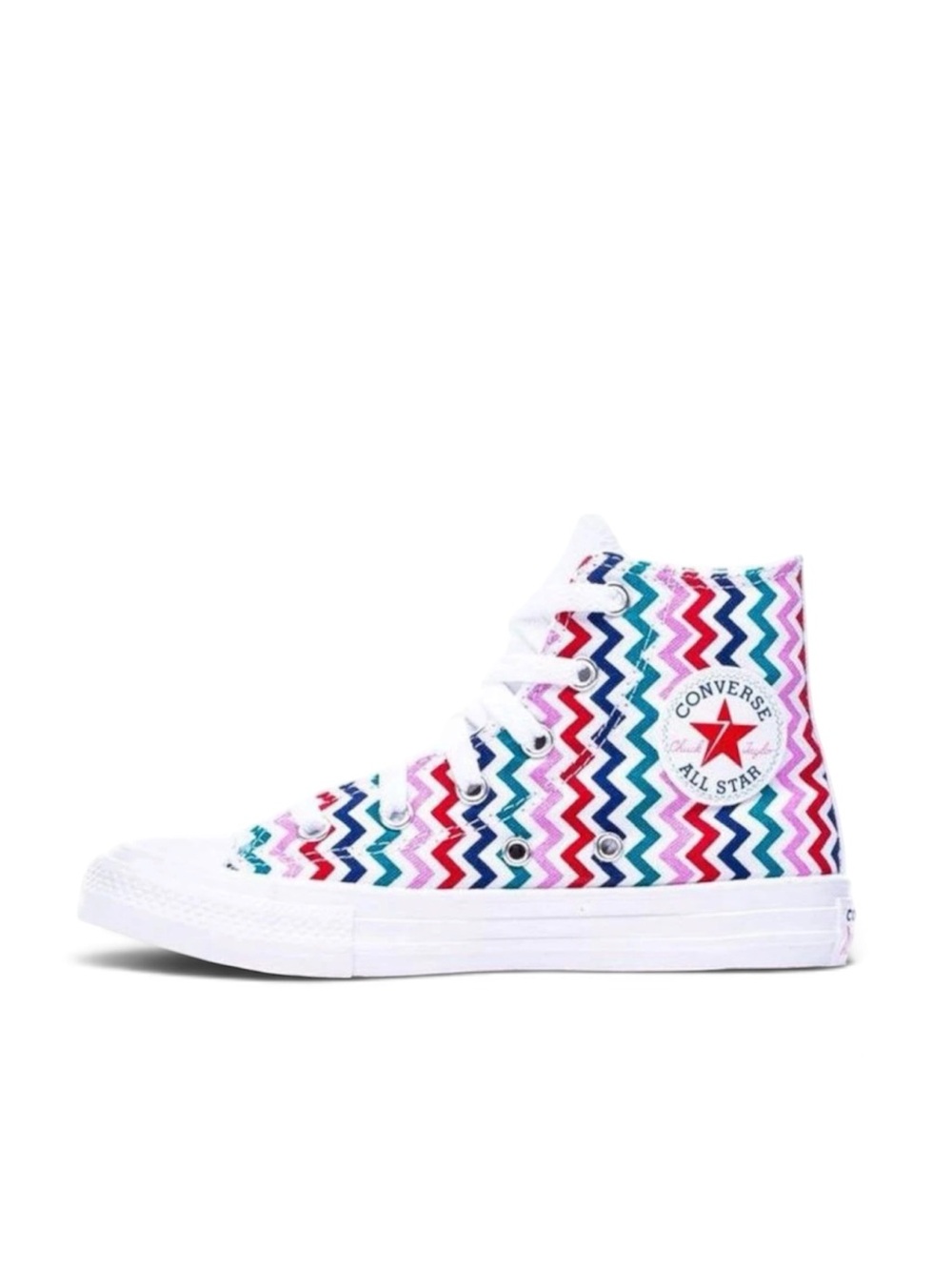 Converse CTAS Hi-Top 'VLTG' Zigzag Chevron Sneaker in White/University Red/Peoni